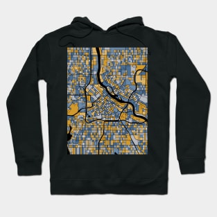 Minneapolis Map Pattern in Blue & Gold Hoodie